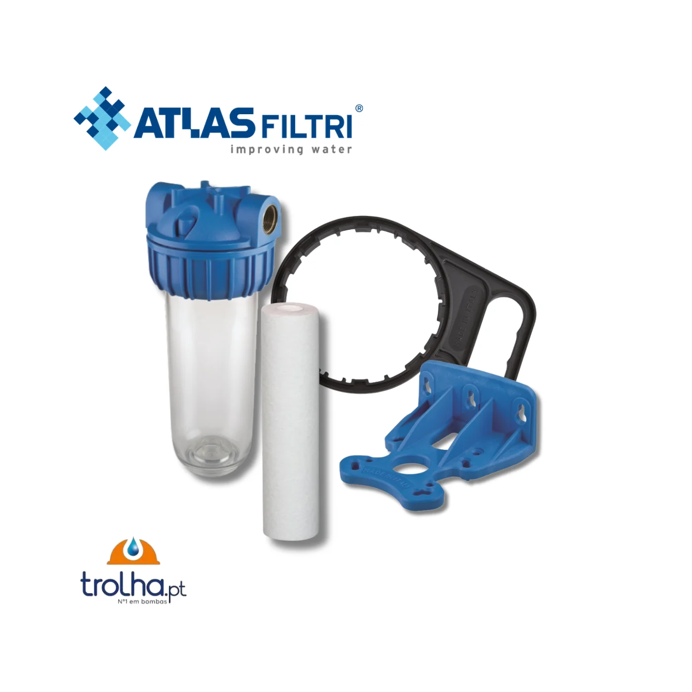 KIT COMPLETO FILTRAÇÃO 10" MONO ATLAS FILTRI