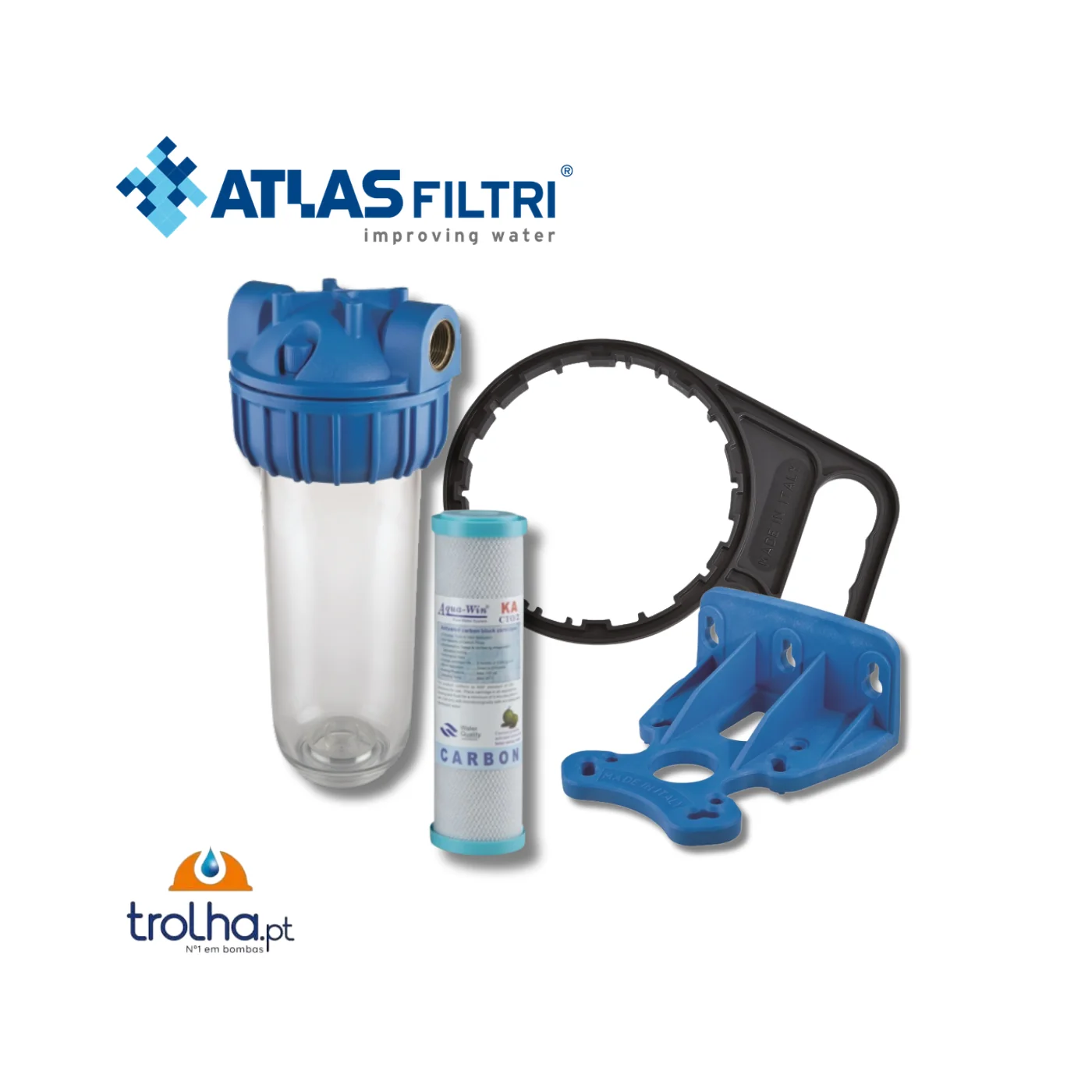 KIT COMPLETO FILTRAÇÃO 10" MONO ATLAS FILTRI