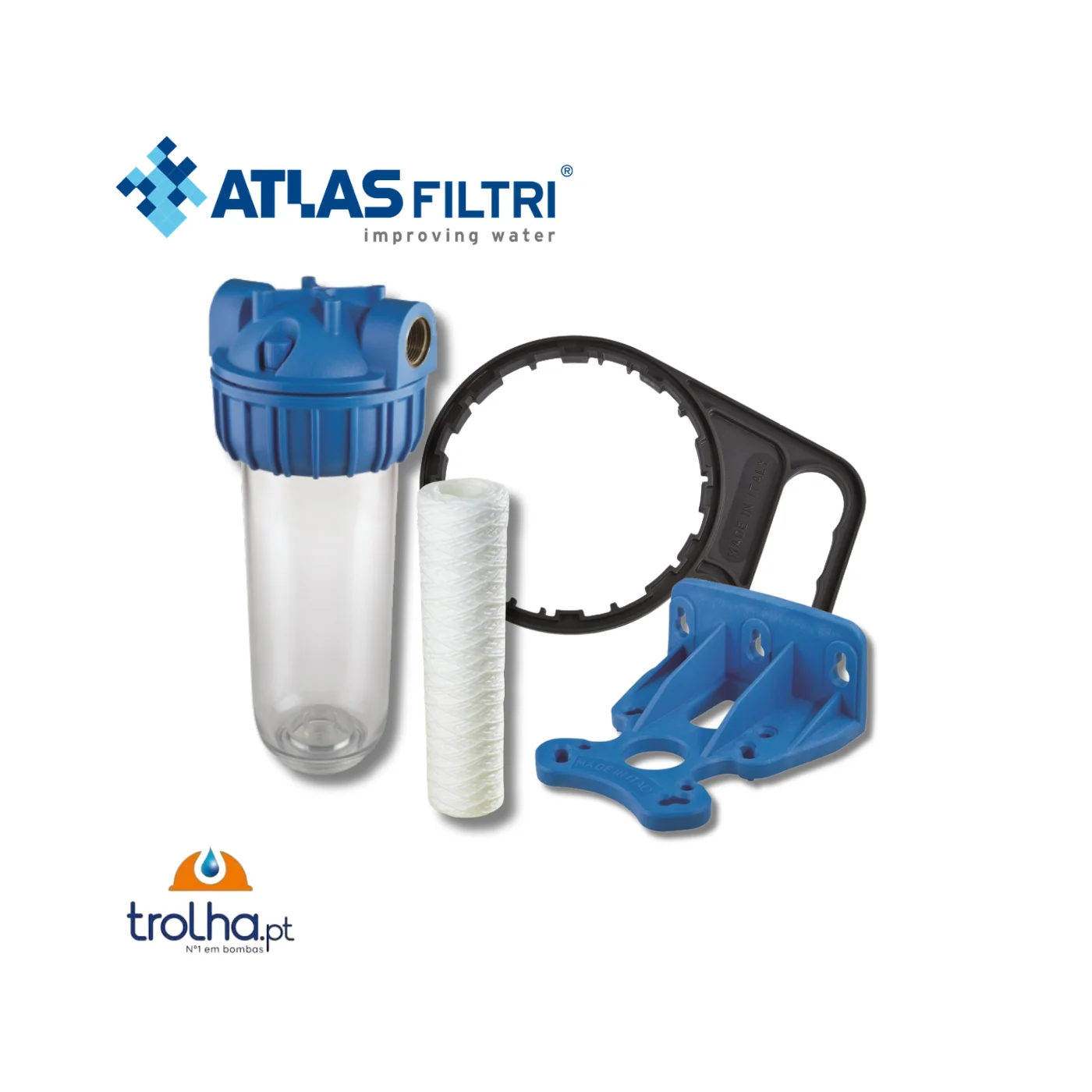KIT COMPLETO FILTRAÇÃO 10" MONO ATLAS FILTRI