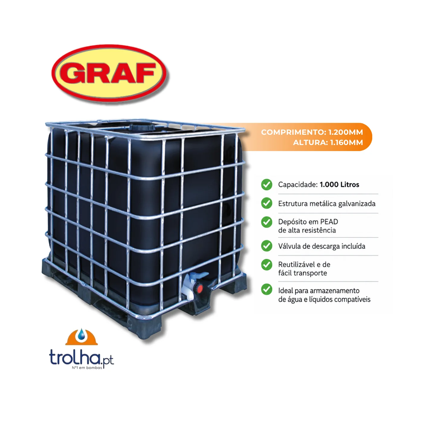 RESERVATÓRIO IBC OPACO 1000L GRAF