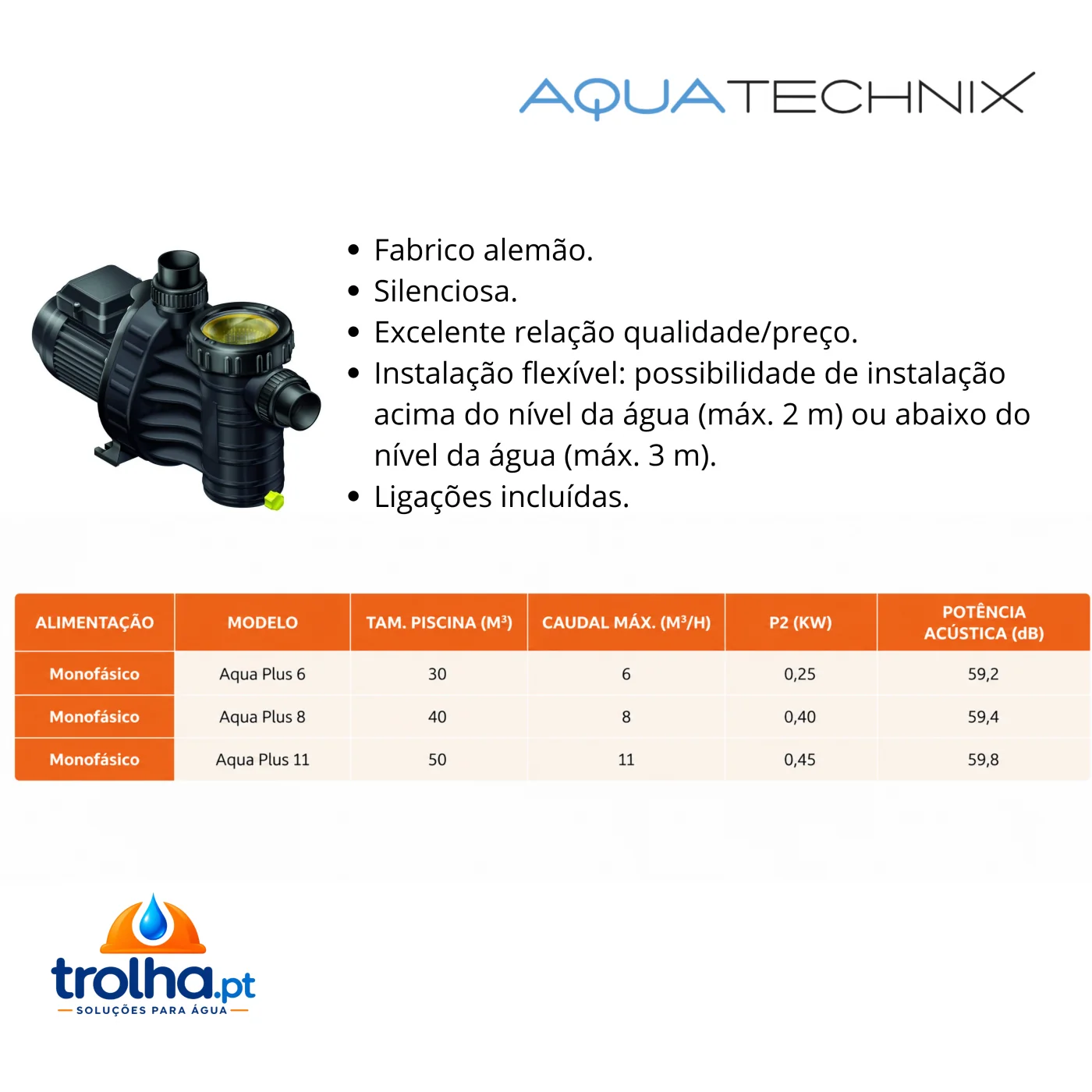 BOMBA DE PISCINA AQUA PLUS AQUATECHNIX