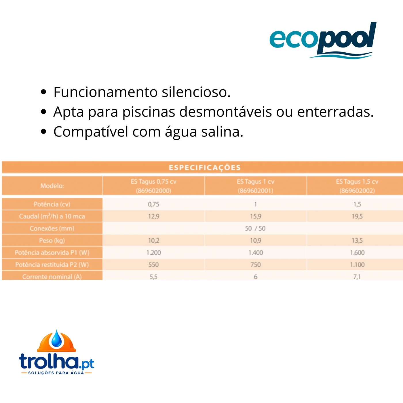 BOMBA DE PISCINA ES TAGUS ECOPOOL